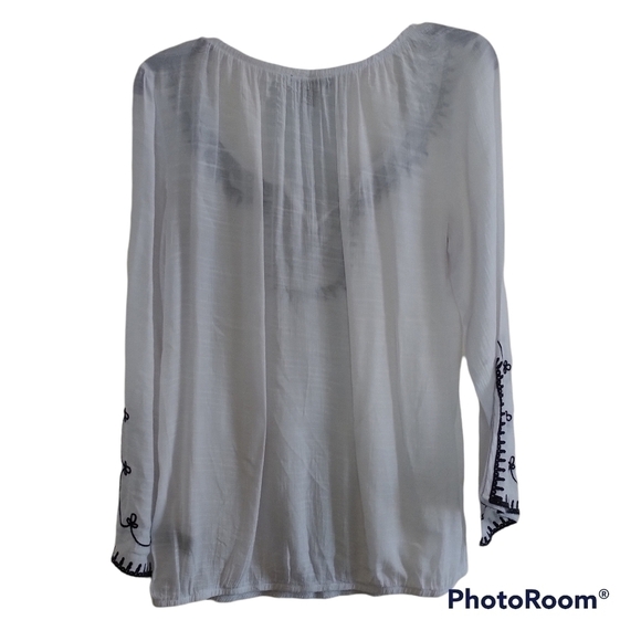 Alyx Boho V Neck White Gauzy Top sz S - Picture 2 of 12